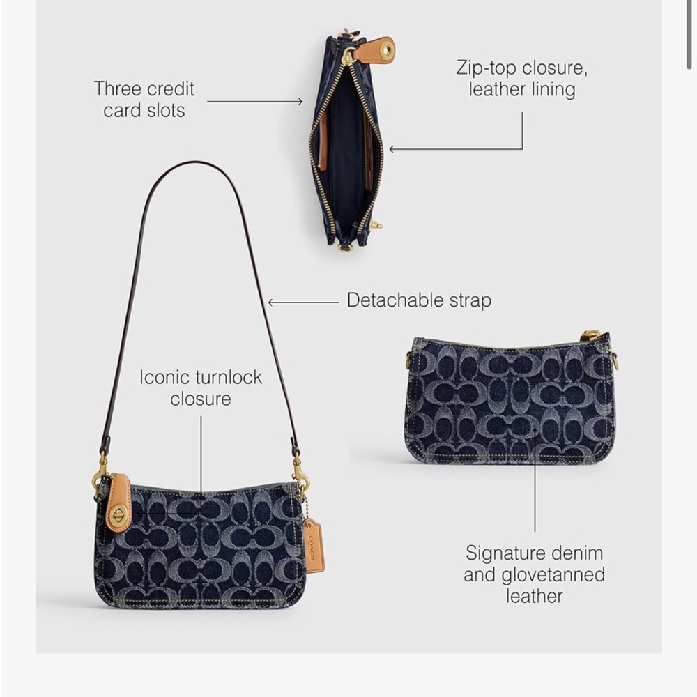 Coach Denim Penn Shoulder Bag - Picture 3 of 12